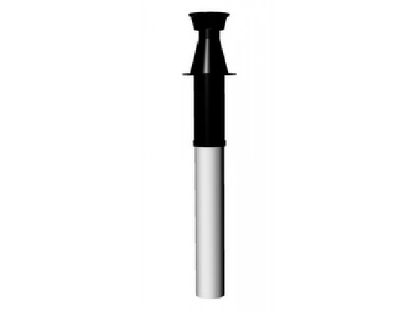 Komín koaxiálny vertikálny čierny Plast/Plech 60/100 dĺžka 1000mm Ricom